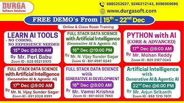 New Batches in Online & Class Room Training @ DURGASOFT