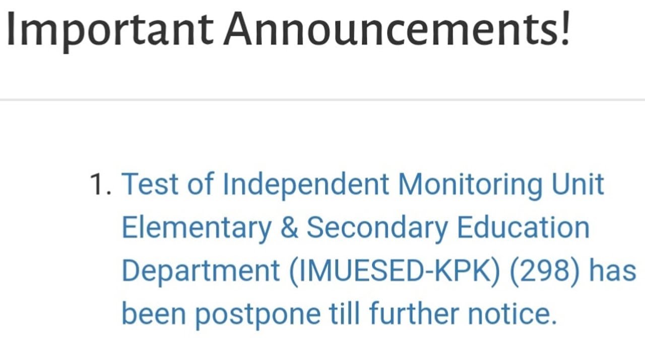 postpone Test of Independent Monitoring Unit Elementary & Secondary Education Department PTS