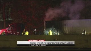 Tractor trailer accident shuts down lanes