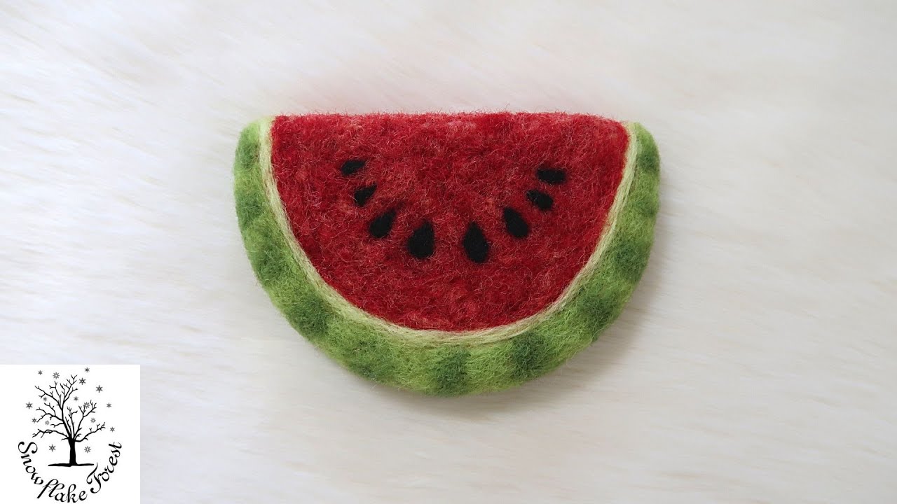 Handmade wool felt watermelon for pretend play- Felt and Yarn