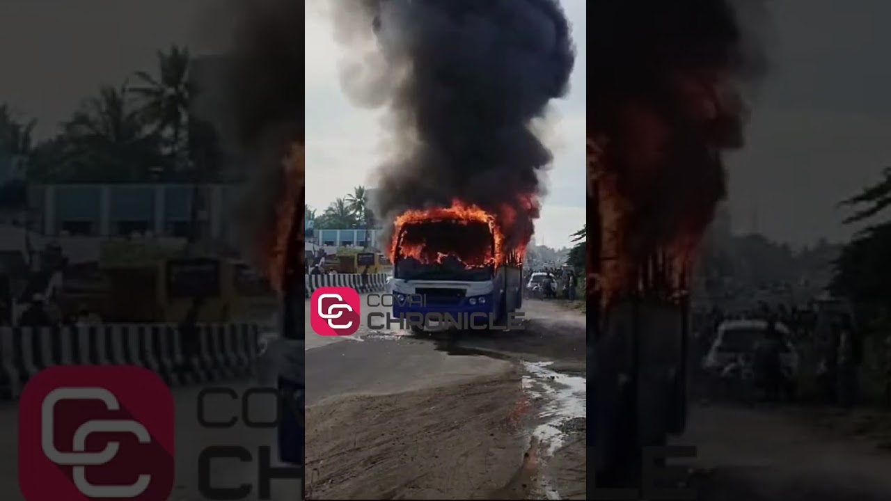 Coimbatore - Pollachi Govt Bus Suddenly Fire Accident - Passengers Survived Luckily