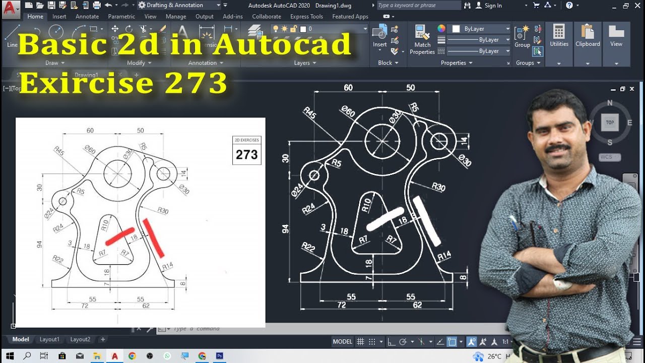 Autocad 2d tutorial for beginners #cadmasterji #2dtutorial - YouTube