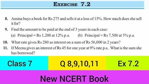 NCERT Class 7 Maths | Q 8,9,10,11 | Ex 7.2 Chapter 7 Comparing Quantities
