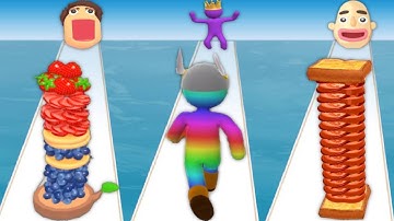 PANCAKE RUN vs GIANT RUSH vs SANDWICH RUNNER - Triple Game