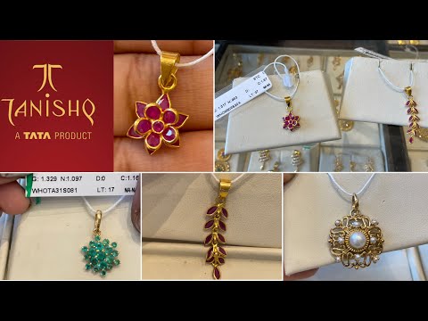 Tanishq Ruby pendant designs with weight | Gold pendant designs with precious stone | gold