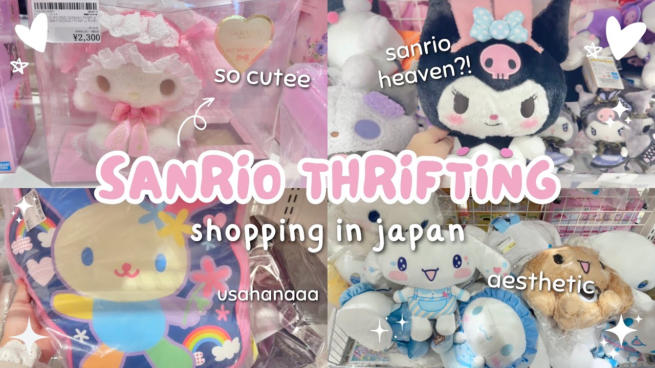 japan vlog 🛒💗 thrift stores in japan, sanrio shopping, plushies, kawaii paradise ♡