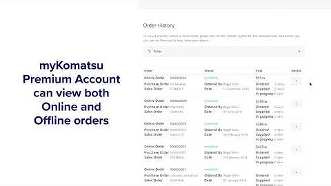 Video Tutorial #9 myKomatsu Customer Portal - My Orders