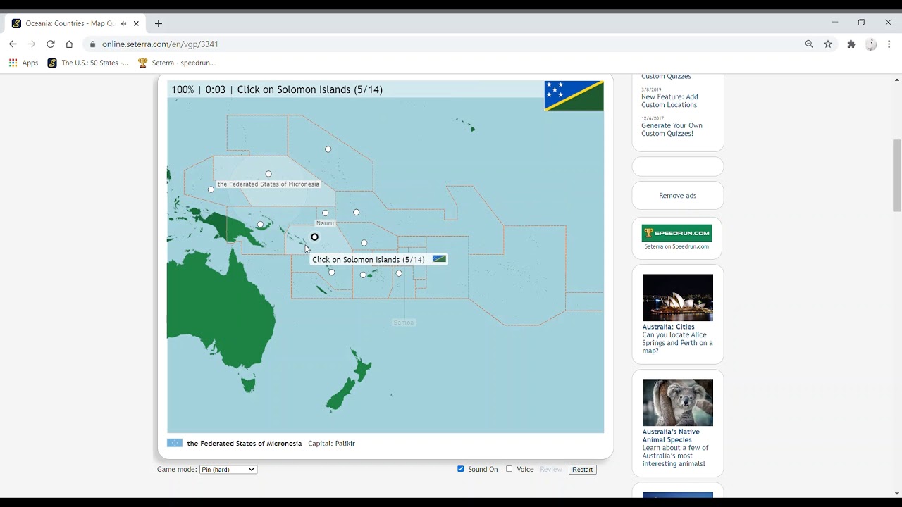 Seterra Australia And Oceania Oceania: Countries In 0M 09S* By Zblur - Seterra - Speedrun.com
