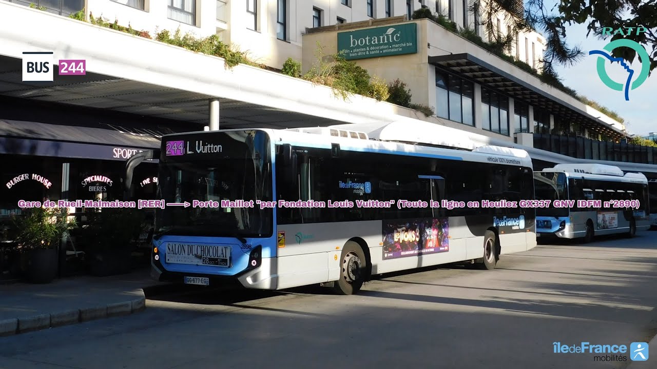[Ligne 244 RATP] GX337G IDFM n°2890 – Rueil-Malmaison RER à Pte Maillot par Fondation Louis Vuitton