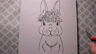 How to Draw an Easter Bunny with a Flower Crown