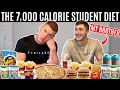 We ate my Brother's STUDENT DIET for 24 hours *7,000 CALORIES*