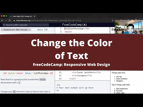 Change the Color of Text (Basic CSS) freecodeCamp tutorial