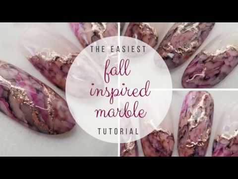 The EASIEST Fall inspired marble tutorial • Natasha Harton Nails