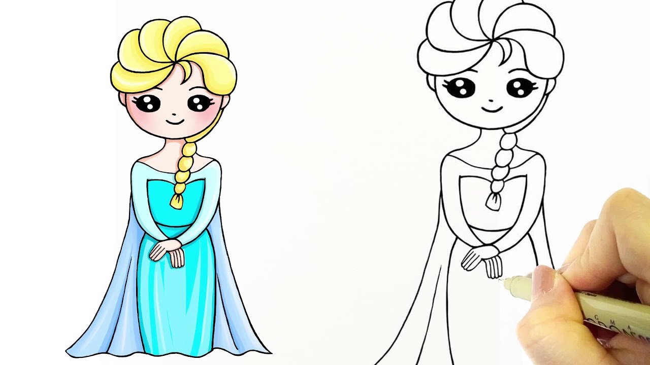 冰雪奇缘--美丽的艾莎公主简笔画,How to Draw Elsa | Disney Frozen 2 - YouTube