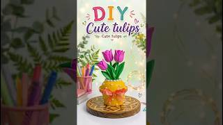 DIY Clay Tulip Pot 🌷✨#DIYDecor #ClayArt #HandmadeWithLove #DeskDecor #TulipLovers