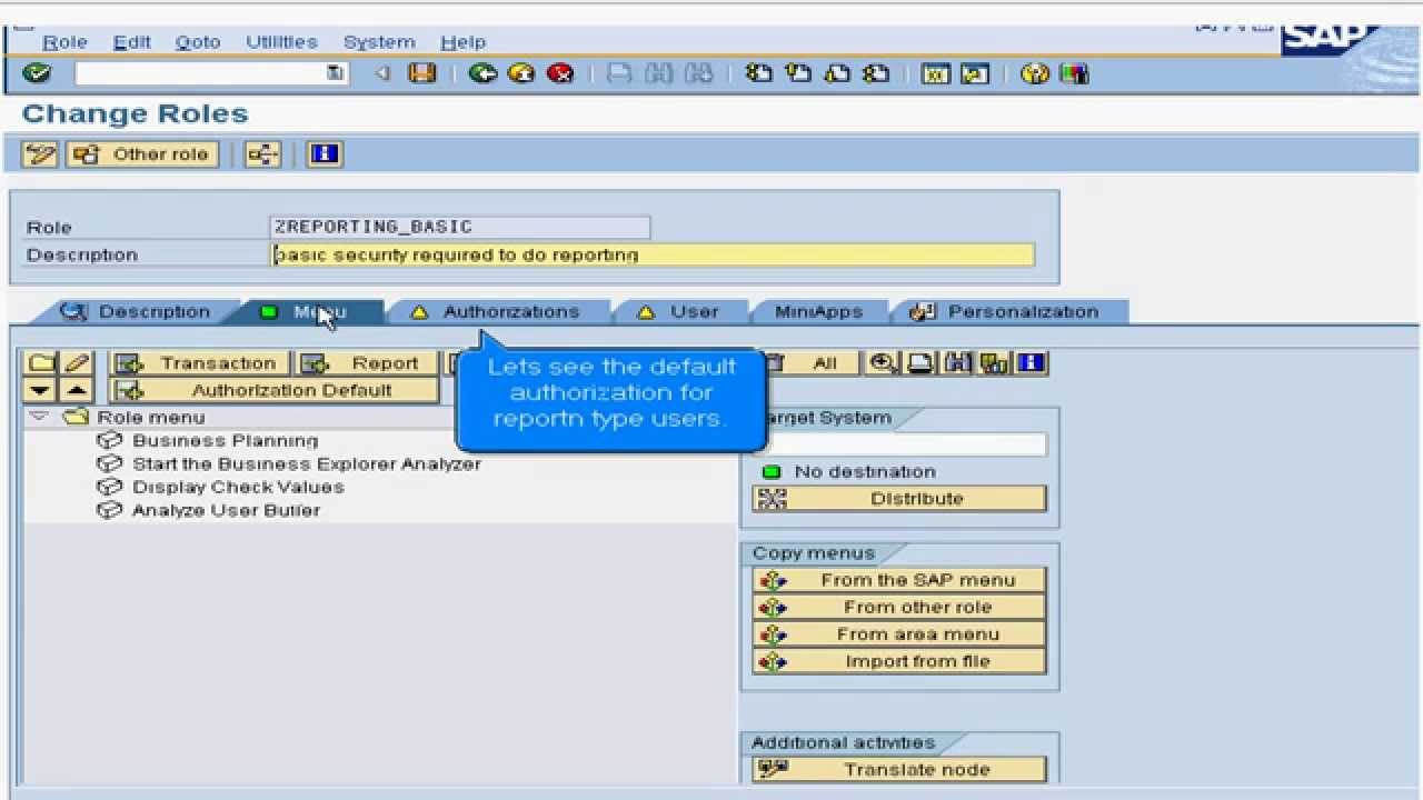 31. Creating roles for reporting users in SAP Business Intelligence / Warehouse (BI / BW)