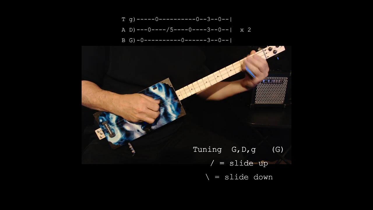 Rollin' and Tumblin' Short "No Chat" Lesson for 3 string Cigar Box Slide Guitar (Blues) YouTube