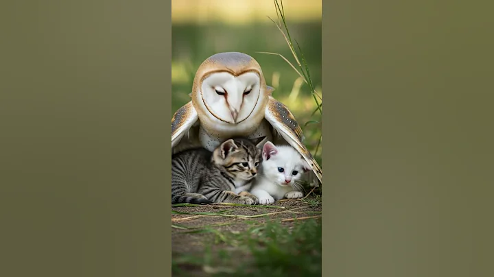 An Owl Protecting Two Sleeping Chicks in the Quiet Forest Nest #wildlife #nature #birds