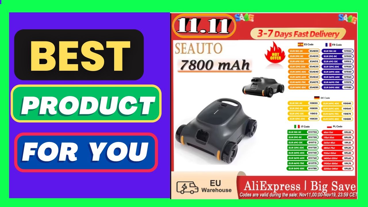 Seauto Sat 10 7800Mah Battery Robotic Pool Cleaner Cordless Robotic Pool Vacuum 2L Filter Basket