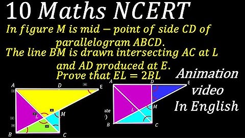 𝐼𝑛 𝑓𝑖𝑔𝑢𝑟𝑒 𝑀 𝑖𝑠 𝑚𝑖𝑑−𝑝𝑜𝑖𝑛𝑡 𝑜𝑓 𝑠𝑖𝑑𝑒 𝐶𝐷 𝑜𝑓 𝑝𝑎𝑟𝑎𝑙𝑙𝑒𝑙𝑜𝑔𝑟𝑎𝑚 𝐴𝐵𝐶𝐷 𝑇ℎ𝑒 𝑙𝑖𝑛𝑒 𝐵𝑀 𝑖𝑠 𝑑𝑟𝑎𝑤𝑛 𝑖𝑛𝑡𝑒𝑟𝑠𝑒𝑐𝑡𝑖𝑛𝑔 𝐴𝐶 𝑎𝑡 𝐿