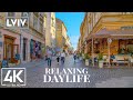 4K Relaxing Daylife of Lviv, Ukraine - Urban Life Video with City Sounds - Trip to Ukraine