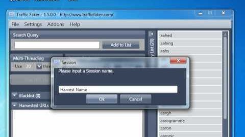 How To Harvest URLs With Traffic Faker