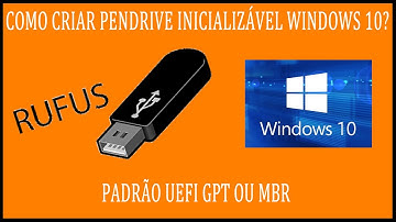 Rufus - Como criar Pendrive para instalação do Windows 10 (Padrão (UEFI GPT) ou MBR