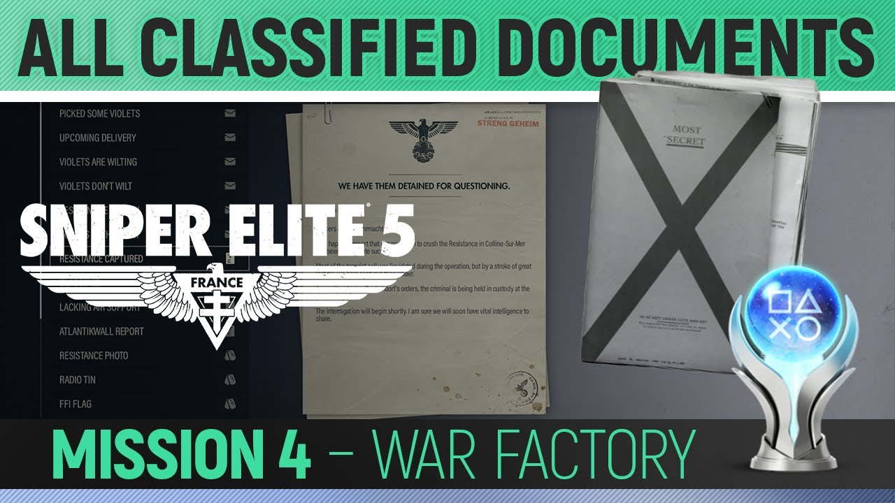 Sniper Elite 5 - Mission 4 - All Classified Document Locations 🏆 War Factory