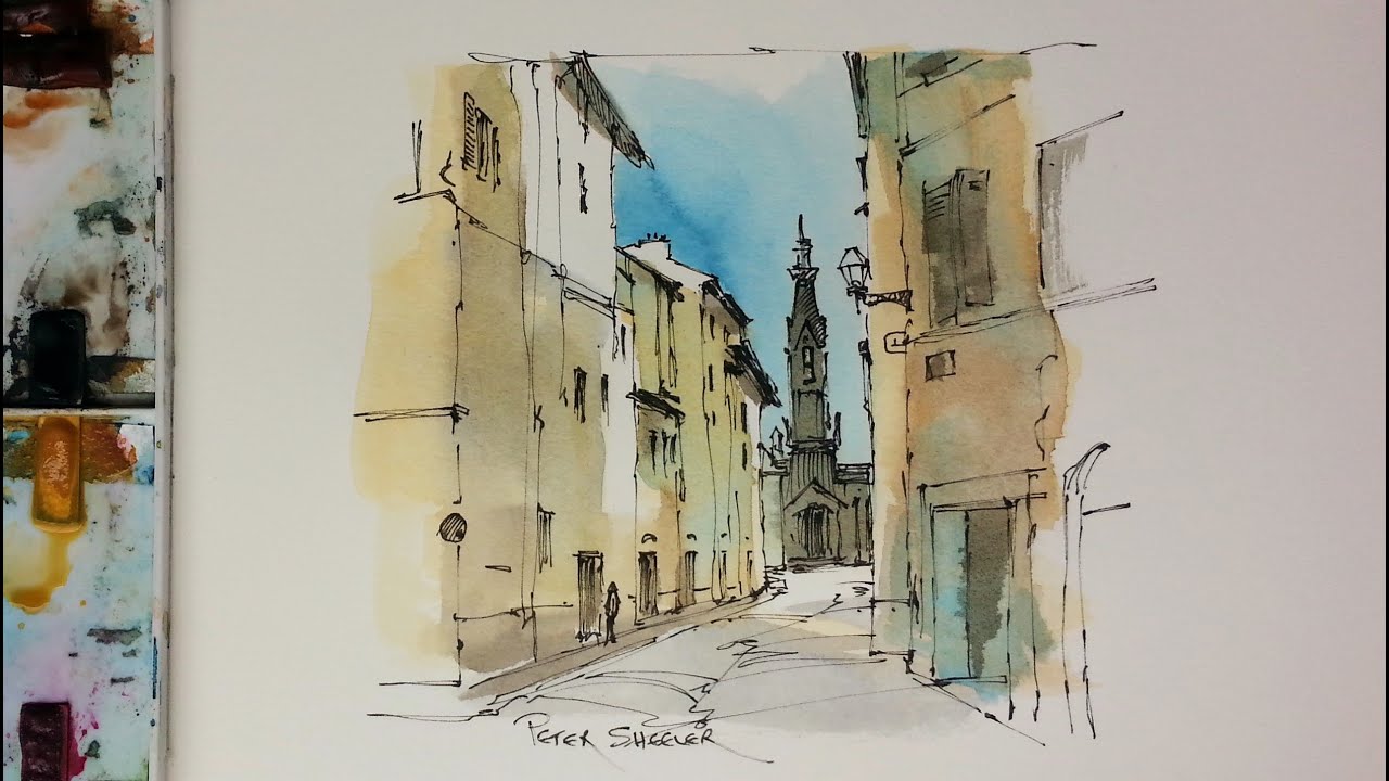 A Demonstration Of My Favorite Urbansketching Techniques. Pen And Wash Of An Alley It Florence Italy - Youtube