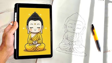 How to Draw Cute Lord Buddha Step by Step | Easy Buddha Drawing for Beginners | Outline Drawing