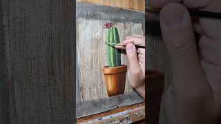 Pintemos un Cactus juntos, paso a paso 🌵🎨 #drawing #oilpainting #cactus #arte #oleosobretela