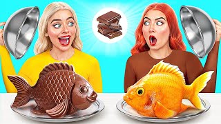 Челлендж. Шоколадная Еда vs Настоящая еда от Jelly DO Challenge