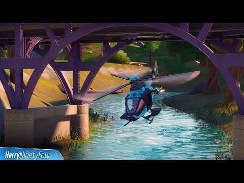 Video: Fortnite: Fly A Choppa Under Purple, Red En Blue Stalen Bruggen Uitgelegd