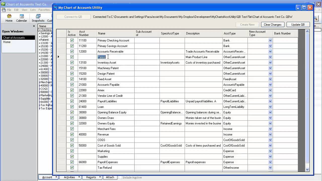 My Chart Of Accounts Utility