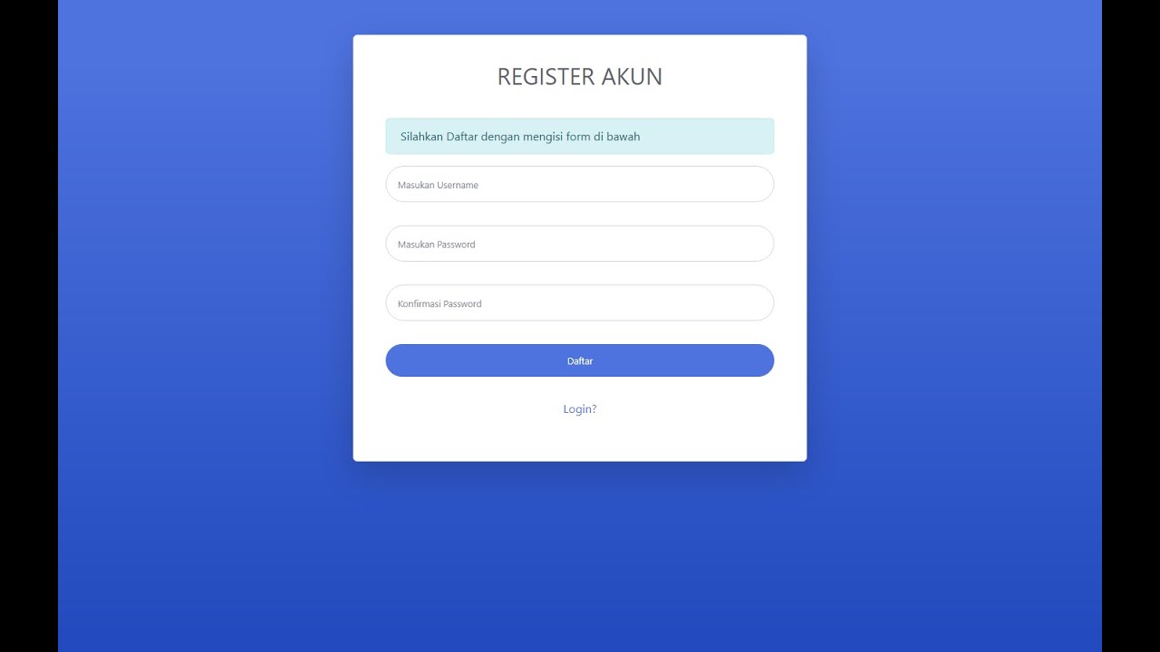 User Interface Form Register