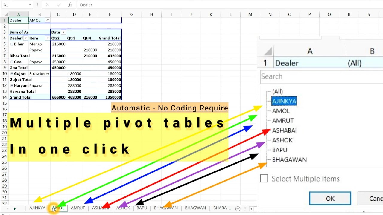 Create Multiple Pivot Tables In One Sheet Vba