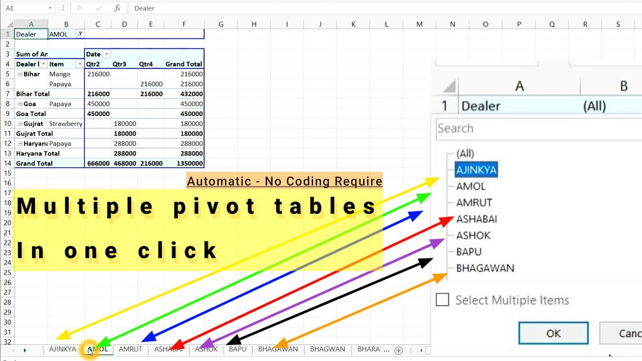 How To Put Multiple Pivot Tables On One Worksheet