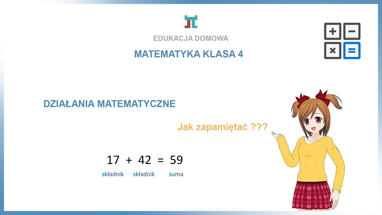 Matematyka klasa 4 - Działania matematyczne - YouTube