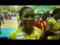 Cameroon setter Tatiana Baran celebrates her birthday after the victory over Tunisia 3 2 at Women's