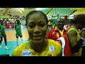 Cameroon setter Tatiana Baran celebrates her birthday after the victory over Tunisia 3 2 at Women's