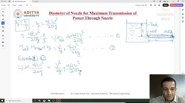 Lecture 138 Diameter of Nozzle for Maximum Transmission of #Power Through #Nozzle in Fluid Mechanics