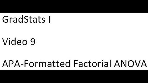 GradStats I Video 9: APA-Formatted Factorial ANOVA