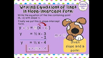 Writing Equations of Lines in Slope Intercept Form Part 2