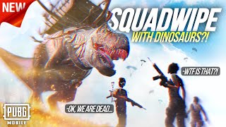 DINOSAUR vs SQUADS?!😱 - PUBG MOBILE | NEW DINOGROUND EVENT GAMEPLAY | 1vs4🔥