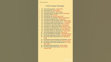 Thumbnail of IMPORTANT QUESTIONS OF GK (first female in India)
