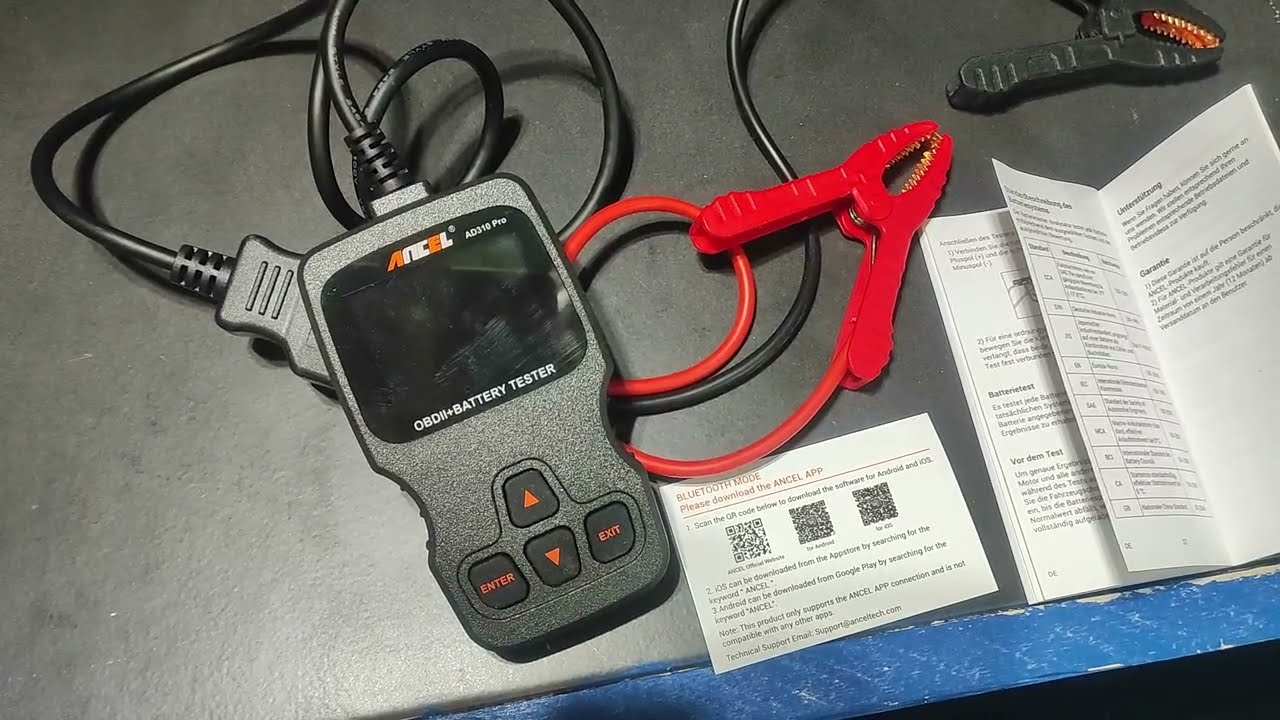 ANCEL AD310 Pro 3-in-1 OBD2 Diagnosegerät & Batterietester – Für 12V/24V, Bluetooth, App, Alle Autos