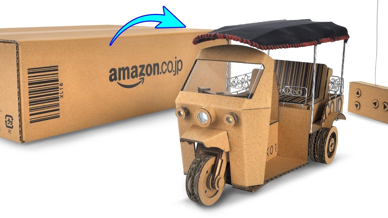 ダンボールでトゥクトゥクをつくる｜How to Make RC Tuk Tuk / Auto rickshaw from Cardboard