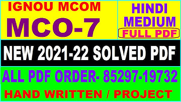 mco 7 solved assignment 2021-22 / mco 7 solved assignment in hindi / ignou mco 7 pdf