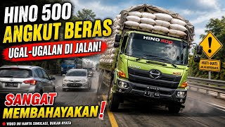 TRUK HINO 500 ANGKUT BERAS UGAL-UGALAN DI JALAN RAYA! Nyaris Celaka | Simulasi Bussid