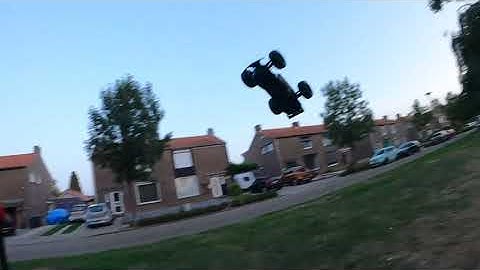 Traxxas Rustler jump in slow motion